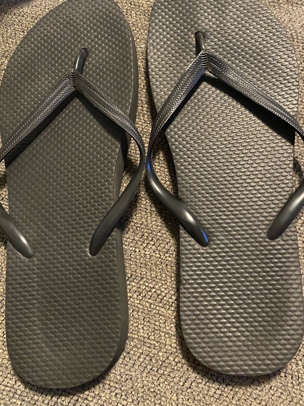 Women Black Flip Flops - Minimal Summer Sandals size 9-10
